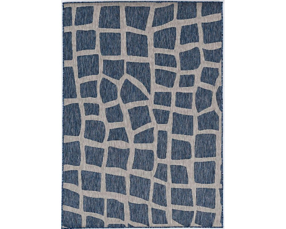 3' X 4' Blue And Gray Abstract Indoor Outdoor Area Rug