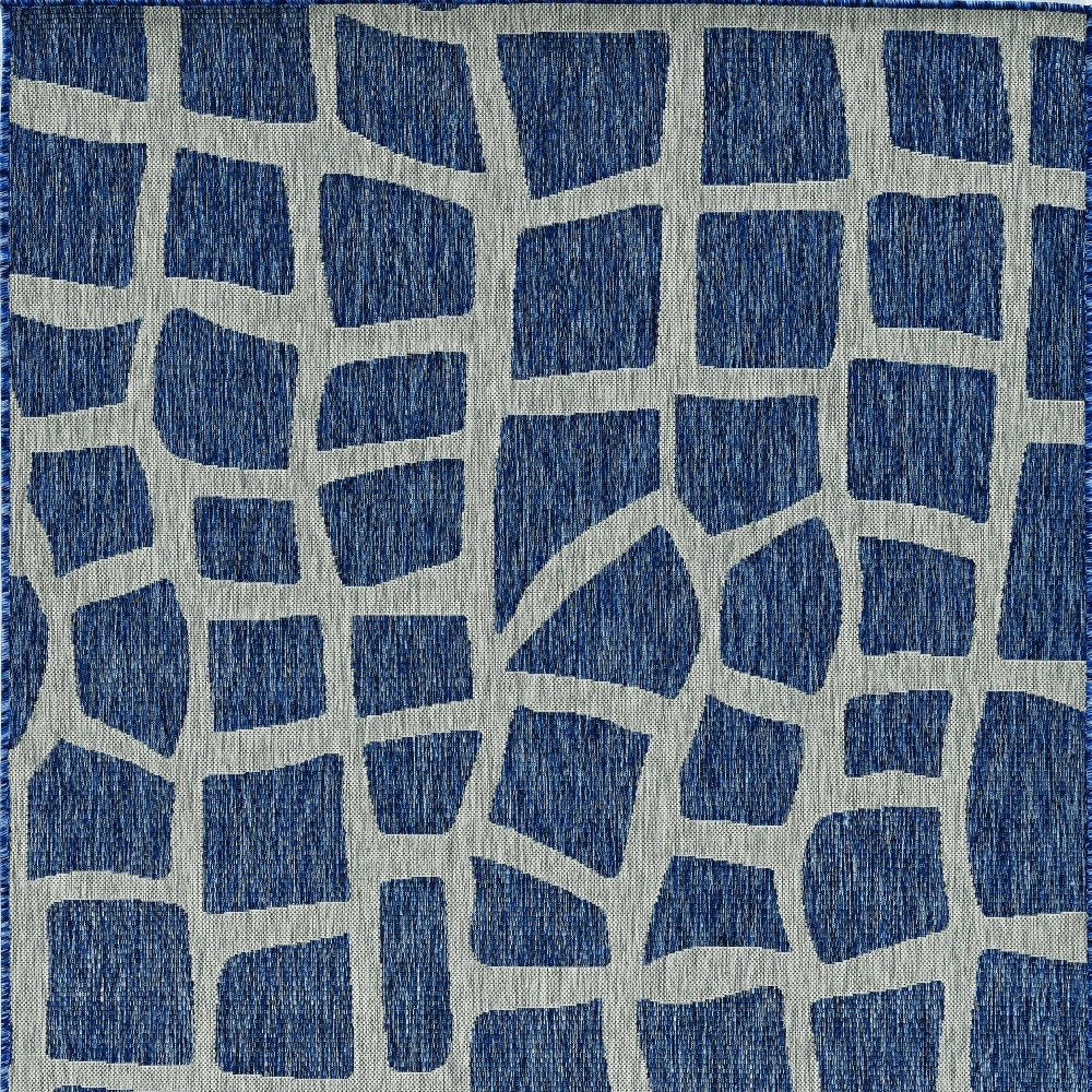 3' X 5' Blue And Gray Abstract Indoor Outdoor Area Rug