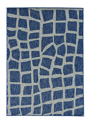 3' X 5' Blue And Gray Abstract Indoor Outdoor Area Rug