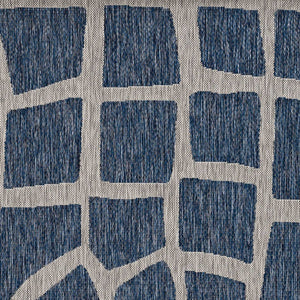 3' X 5' Blue And Gray Abstract Indoor Outdoor Area Rug