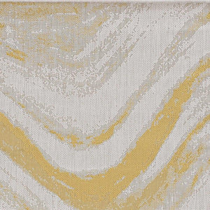 5' X 8' Gold And Ivory Abstract Indoor Outdoor Area Rug
