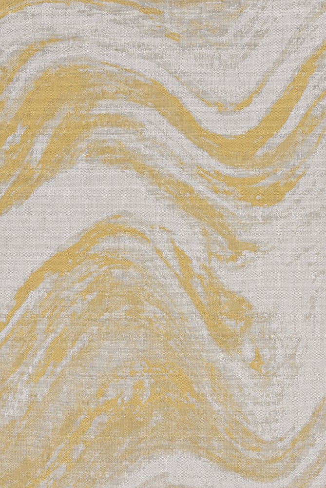 5' X 8' Gold And Ivory Abstract Indoor Outdoor Area Rug