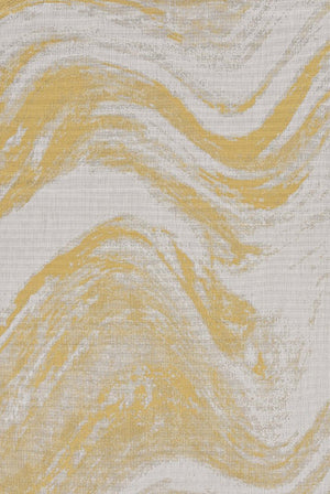 5' X 8' Gold And Ivory Abstract Indoor Outdoor Area Rug
