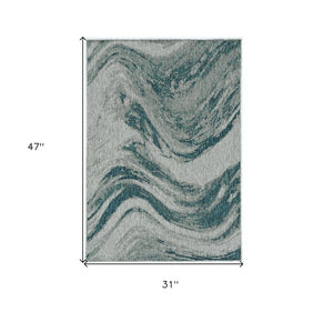8' Gray Abstract Indoor Outdoor Area Rug