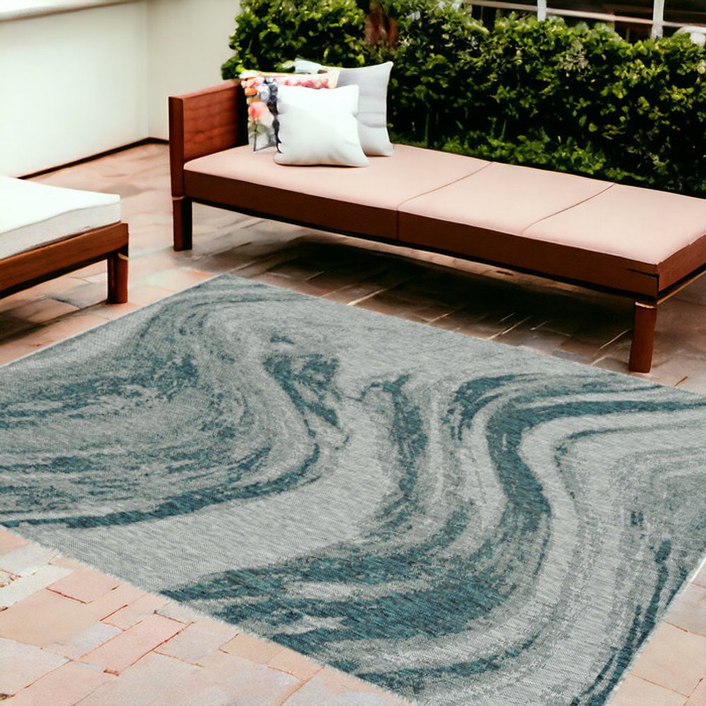 3' X 5' Gray Abstract Indoor Outdoor Area Rug
