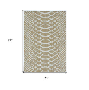 3' X 4' Ivory Abstract Indoor Outdoor Area Rug