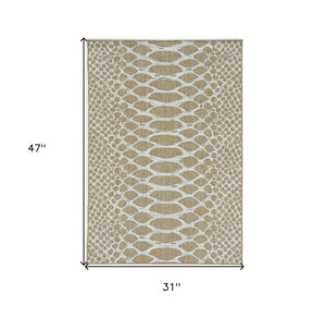 3' X 4' Ivory Abstract Indoor Outdoor Area Rug