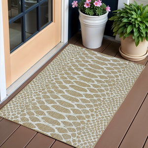 3' X 4' Ivory Abstract Indoor Outdoor Area Rug
