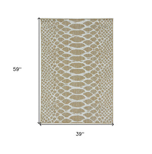 3' X 4' Ivory Abstract Indoor Outdoor Area Rug