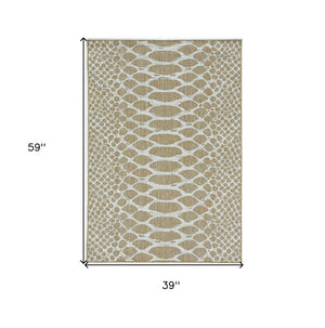 3' X 4' Ivory Abstract Indoor Outdoor Area Rug