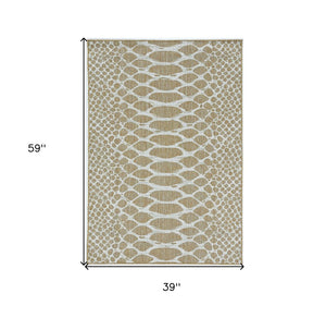 3' X 4' Ivory Abstract Indoor Outdoor Area Rug