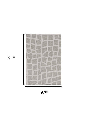 5' X 8' Gray Abstract Indoor Outdoor Area Rug