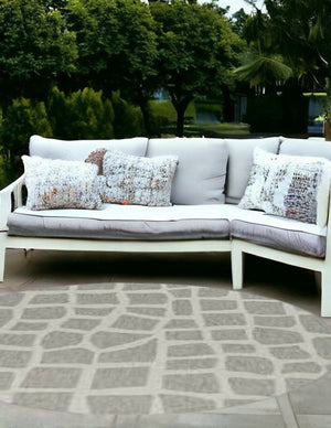 8' Gray Abstract Indoor Outdoor Area Rug