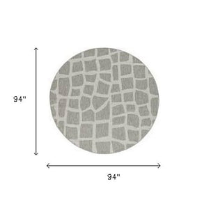 8' Gray Abstract Indoor Outdoor Area Rug