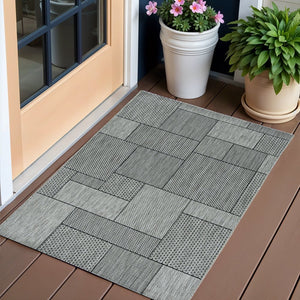 3' X 4' Gray Southwestern Indoor Outdoor Area Rug