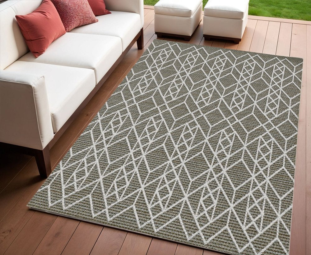 4' X 6' Gray Southwestern Indoor Outdoor Area Rug