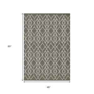 4' X 6' Gray Southwestern Indoor Outdoor Area Rug