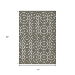 4' X 6' Gray Southwestern Indoor Outdoor Area Rug