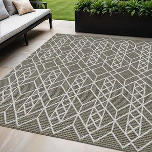 4' X 6' Gray Southwestern Indoor Outdoor Area Rug