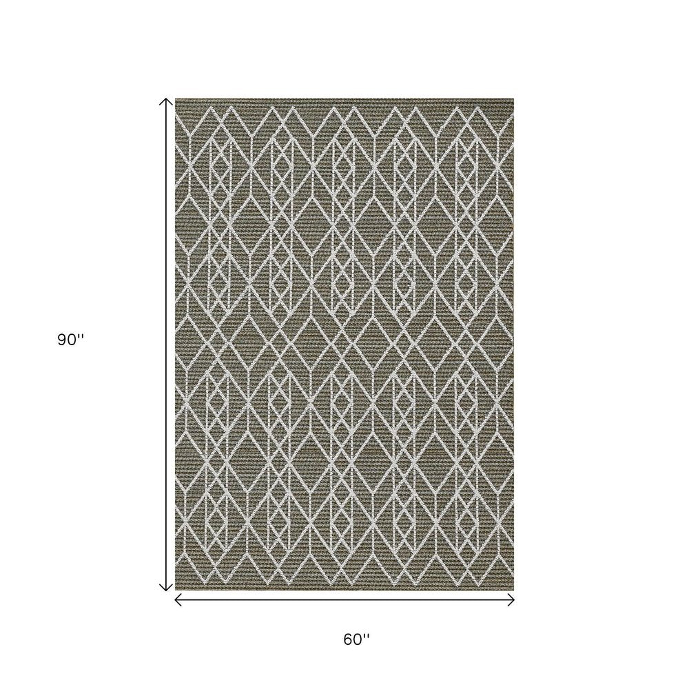4' X 6' Gray Southwestern Indoor Outdoor Area Rug