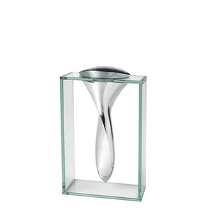14" Clear Cylinder Aluminum And Crystal Glass Table Vase