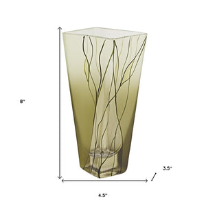 8" Green Cylinder Crystal Glass Table Vase