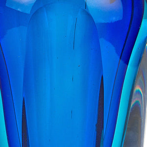 6" Blue And Clear Cylinder Crystal Glass Table Vase