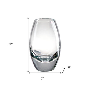 9" Clear Oval Lead Free Crystal Table Vase