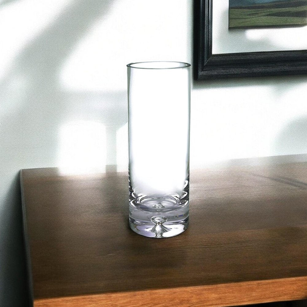 11" Clear Cylinder Crystal Table Vase
