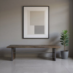 Rectangular Indian Mango Woodbrown Tone Finish W Metal Cladding On The Base Dining Bench