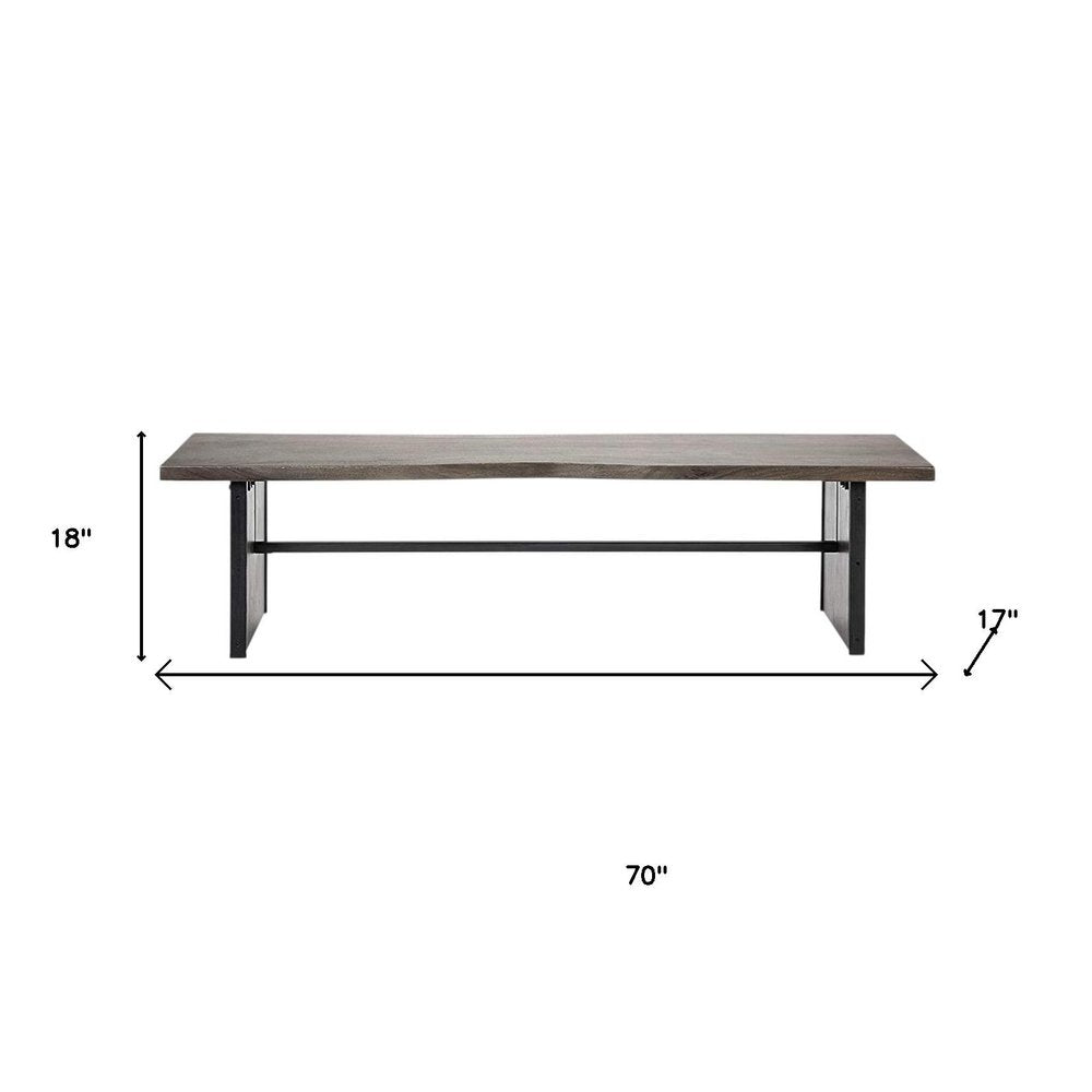 Rectangular Indian Mango Woodbrown Tone Finish W Metal Cladding On The Base Dining Bench