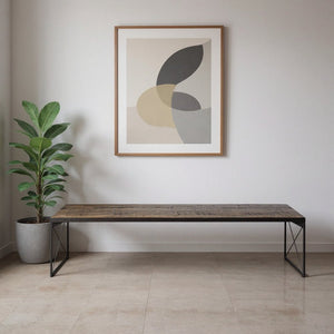 Rectangular Mango Woodmedium Brown Top And Black Iron Base Accent Bench