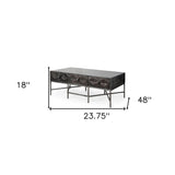 24" Brown Wood Coffee Table With Three Drawers