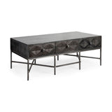 24" Brown Wood Coffee Table With Three Drawers