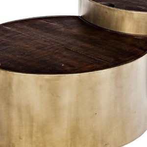 Brown Wood Round Nested Coffee Tables