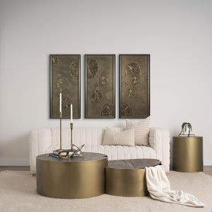 Brown Wood Round Nested Coffee Tables