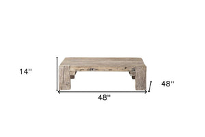 48" Natural Wood Distressed Coffee Table
