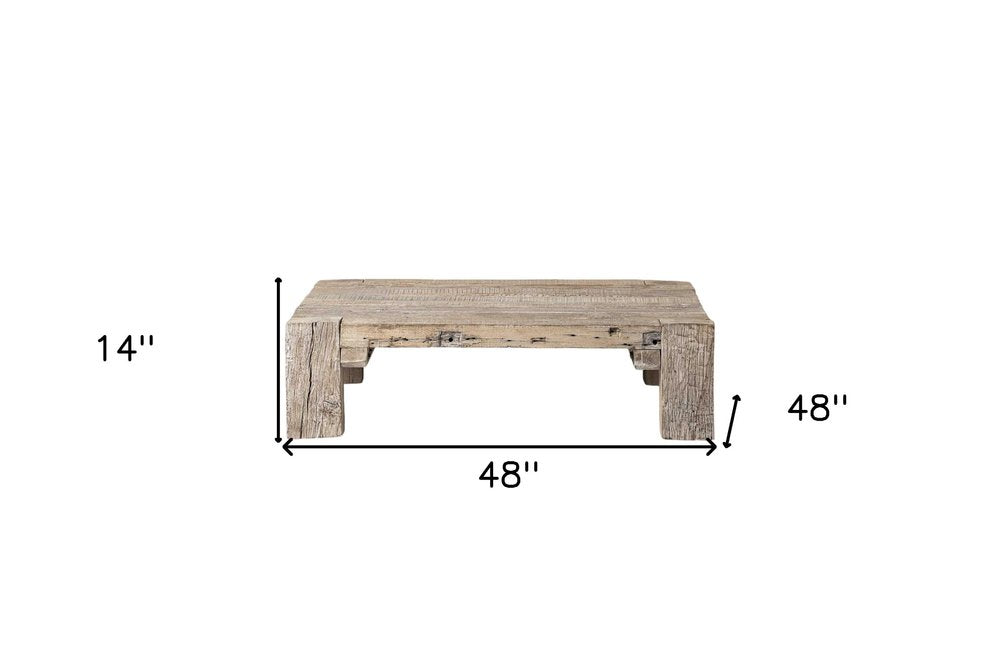 48" Natural Wood Distressed Coffee Table