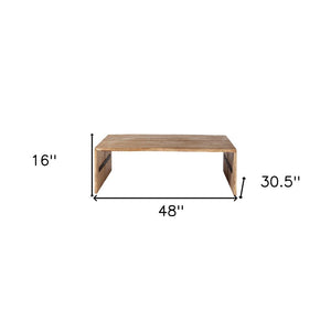 48" Brown Solid Wood Coffee Table