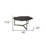 40" Black and Gold Stone and Iron Free Form Distressed Coffee Table