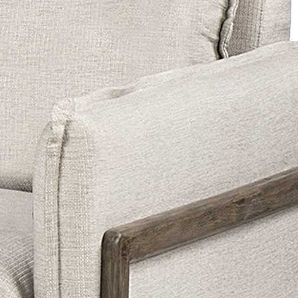 42" Cream and Brown Linen Club Chair