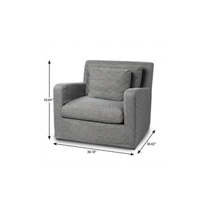 38" Gray and Brown Linen Arm Chair