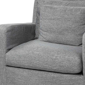 38" Gray and Brown Linen Arm Chair