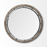 46" Brown Round Wood Framed Accent Mirror