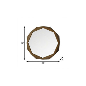 32" Brown Solid Wood Octagon Framed