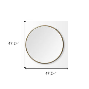 47" Gold Round Metal Framed Accent Mirror