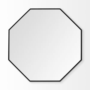 38" Black Octagon Metal Framed Bathroom Vanity Mirror