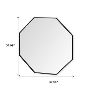 38" Black Octagon Metal Framed Bathroom Vanity Mirror
