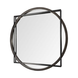46" Black Abstract Metal Framed Accent Mirror