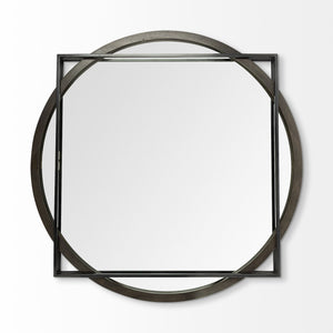 46" Black Abstract Metal Framed Accent Mirror